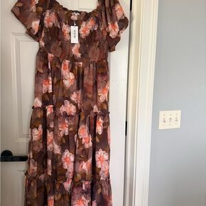 Baltic Born Floral Maxi Dress in Brown and Pink
